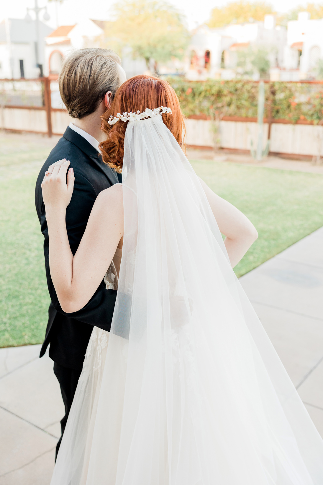 Bride and Groom Posing for the Camera